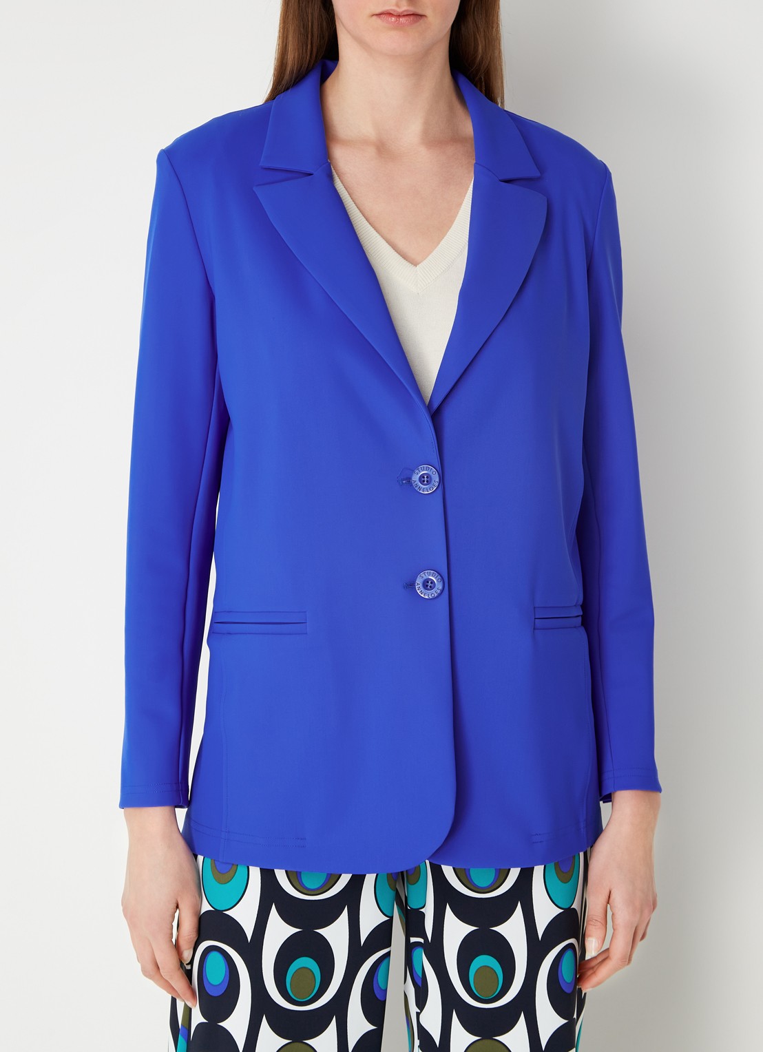Studio Anneloes Sofia Bonded blazer van travelstof  - detail 4 kobaltblauw