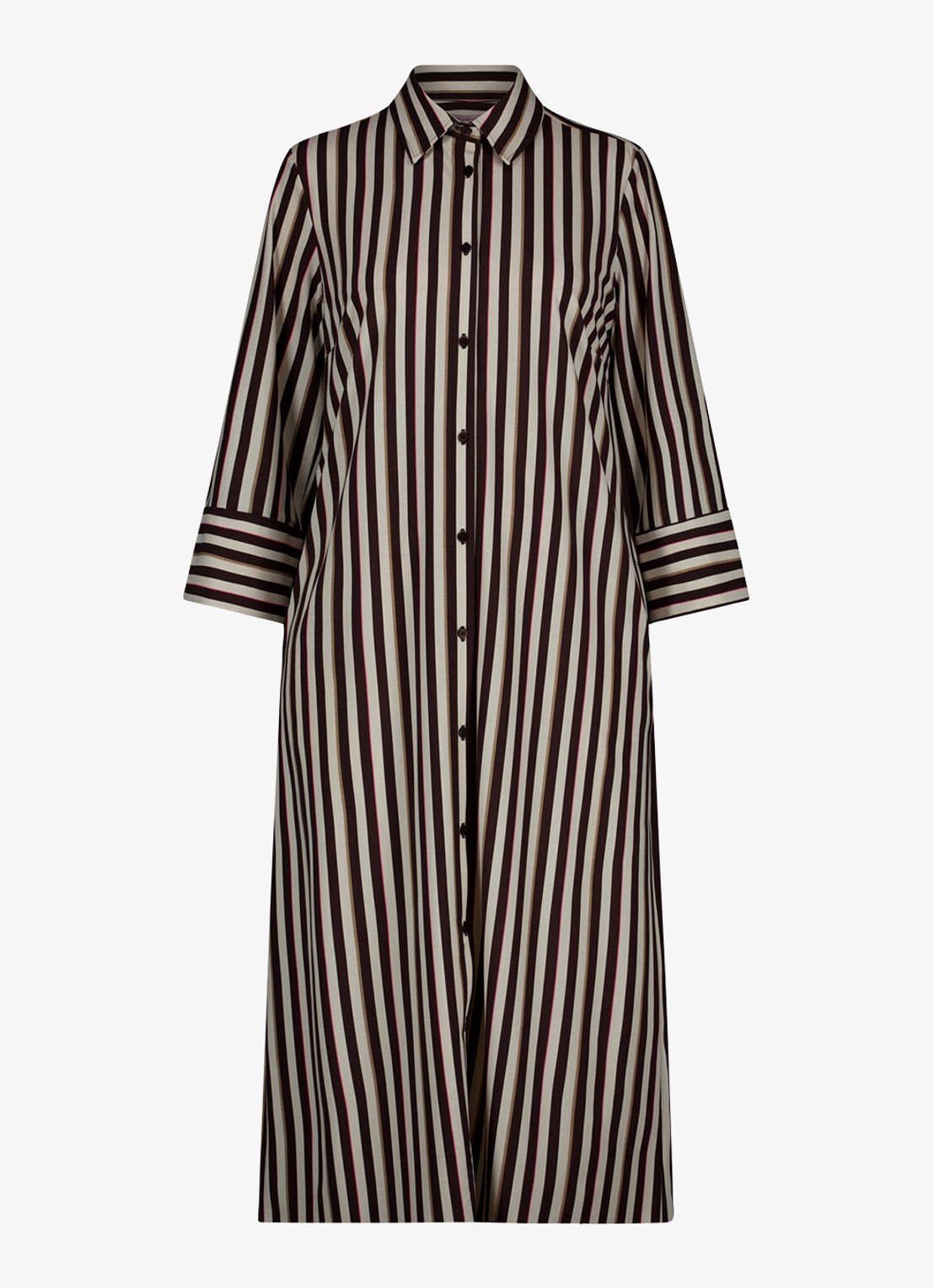 Studio Anneloes Soof midi blousejurk met steekzakken - voorkant donkerbruin