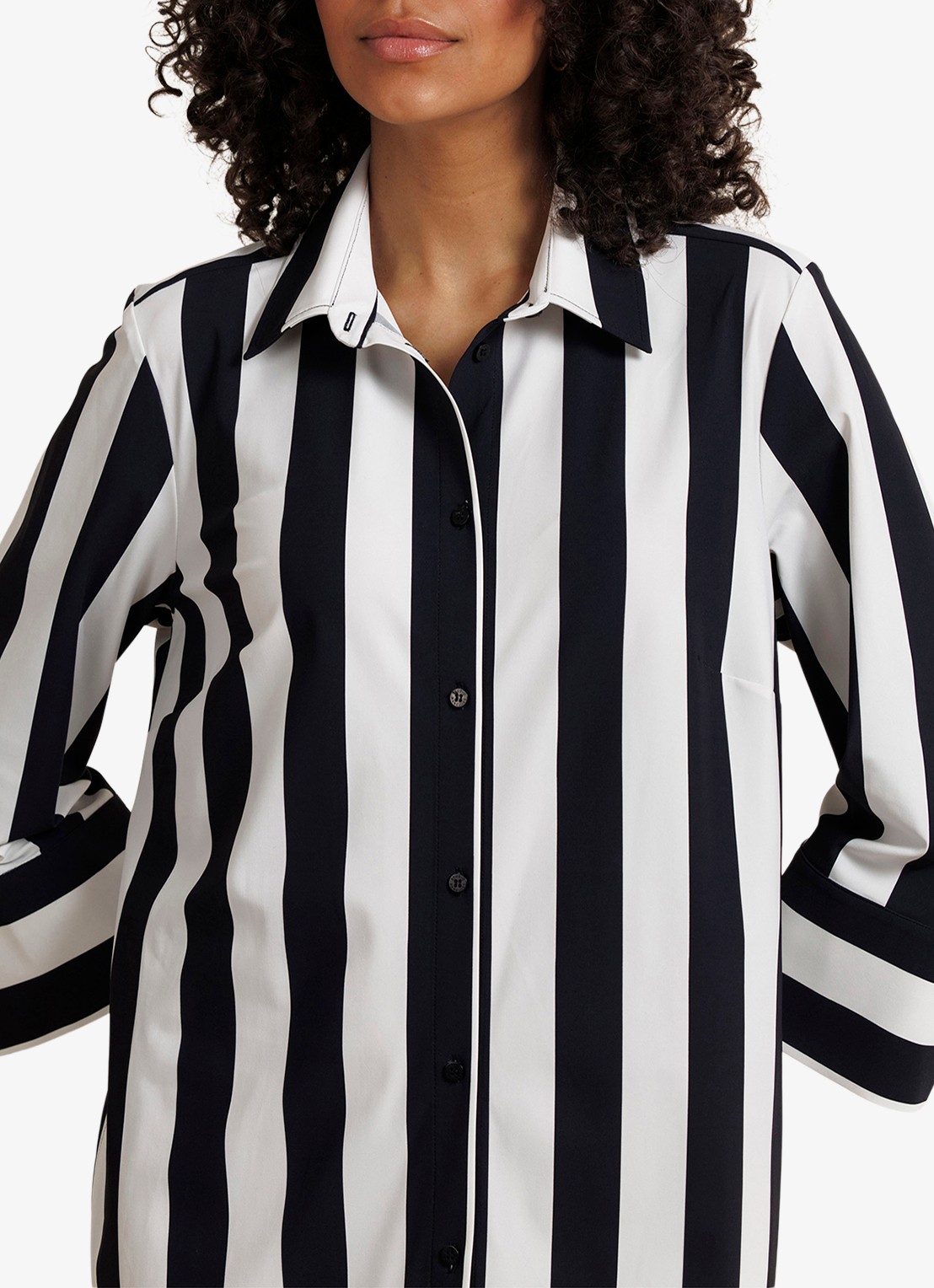 Studio Anneloes Soof stripe dress midi blouse jurk met streepprint - detail 2 multicolor