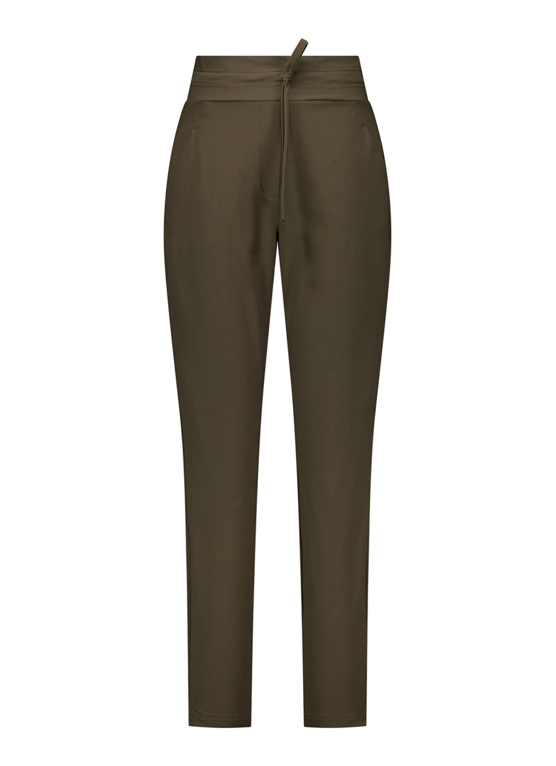 Studio Anneloes Stairdown pantalon met trekkoord - voorkant 2 bronsgroen