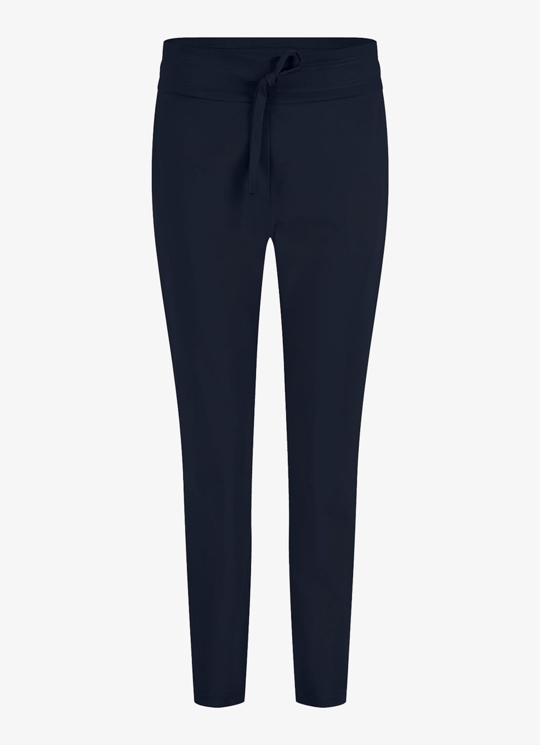 Studio Anneloes Startup high waist cropped slim fit broek met trekkoord - voorkant donkerblauw