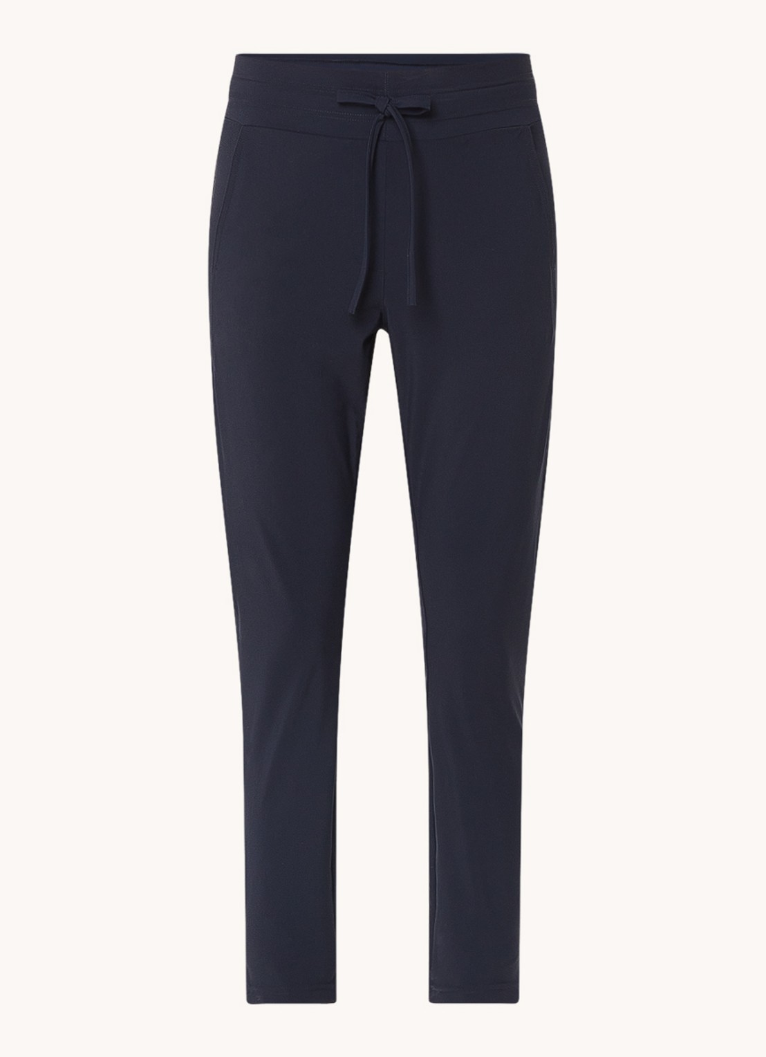Studio Anneloes Startup mid waist cropped tapered fit pantalon van travelstof - voorkant 3 donkerblauw
