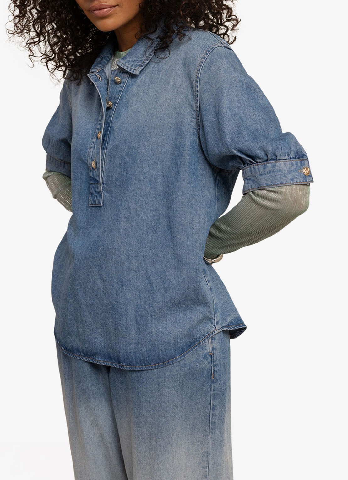 Studio Anneloes Stelle tuniek van denim - detail 3 blauw