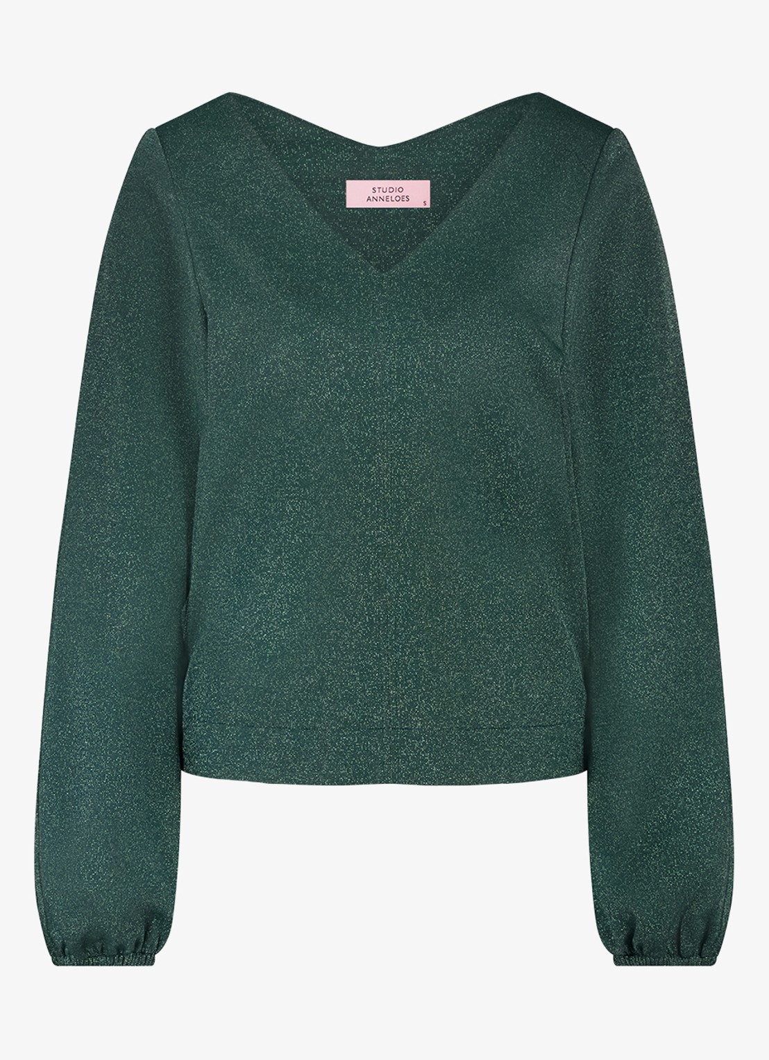Studio Anneloes Sweater met V-hals en lurex - voorkant 2 groen