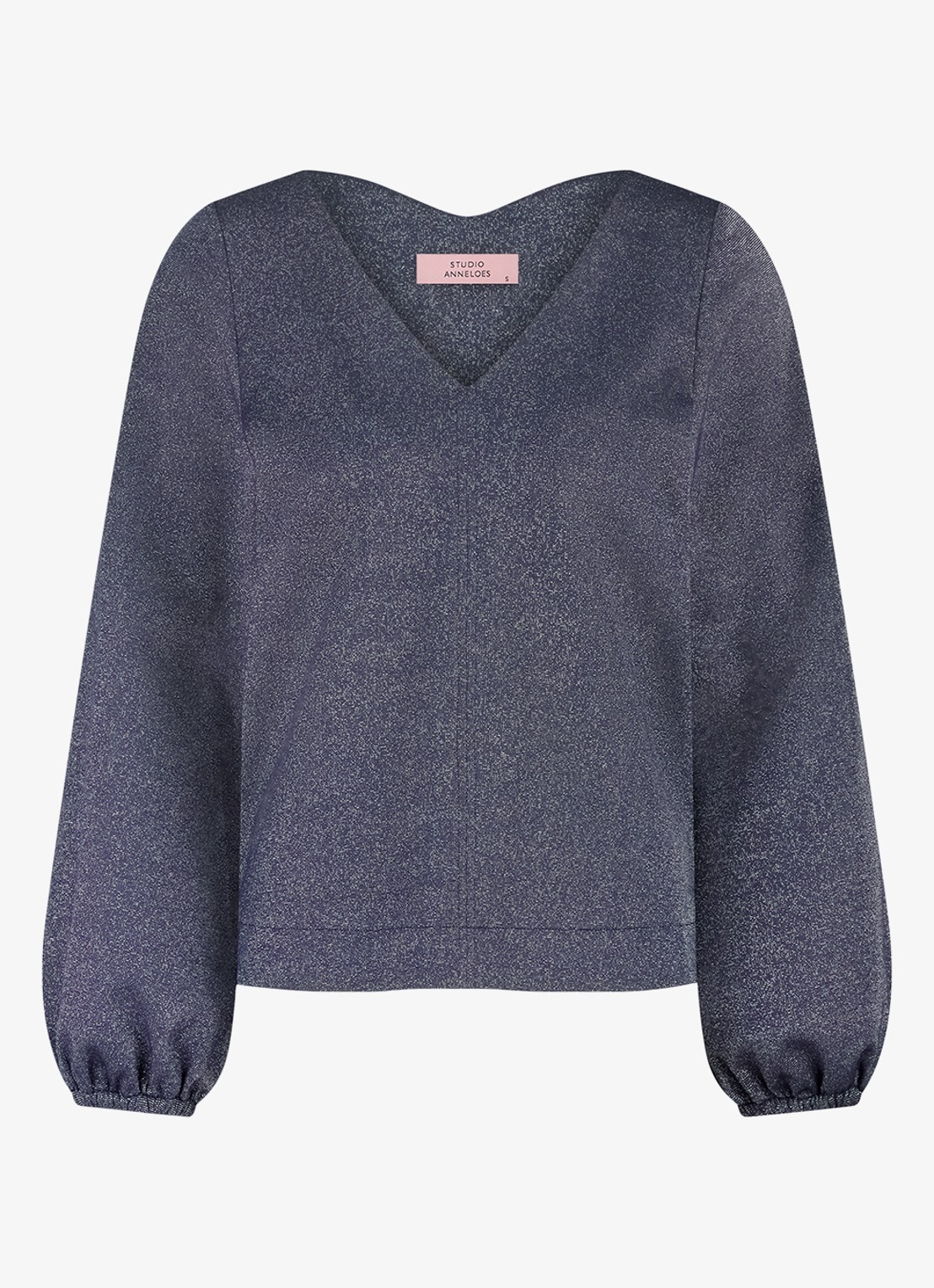Studio Anneloes Sweater met V-hals en lurex - voorkant 2 blauwgrijs