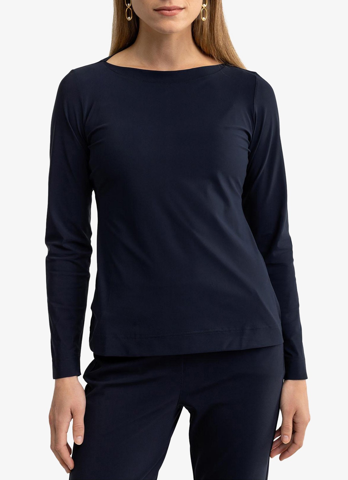 Studio Anneloes Sydney longsleeve met boothals - detail 3 donkerblauw