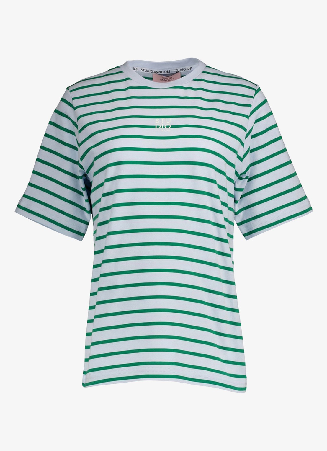 Studio Anneloes T-shirt met streepprint en logo - voorkant 3 blauw