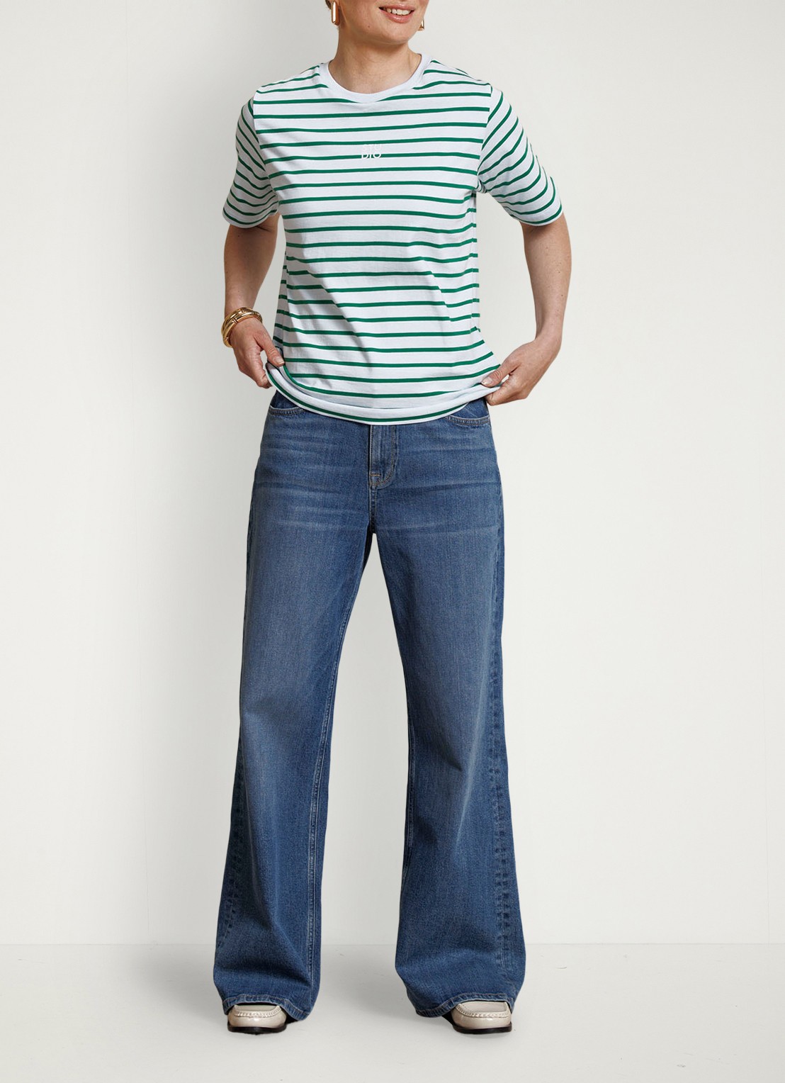 Studio Anneloes T-shirt met streepprint en logo - voorkant 4 blauw