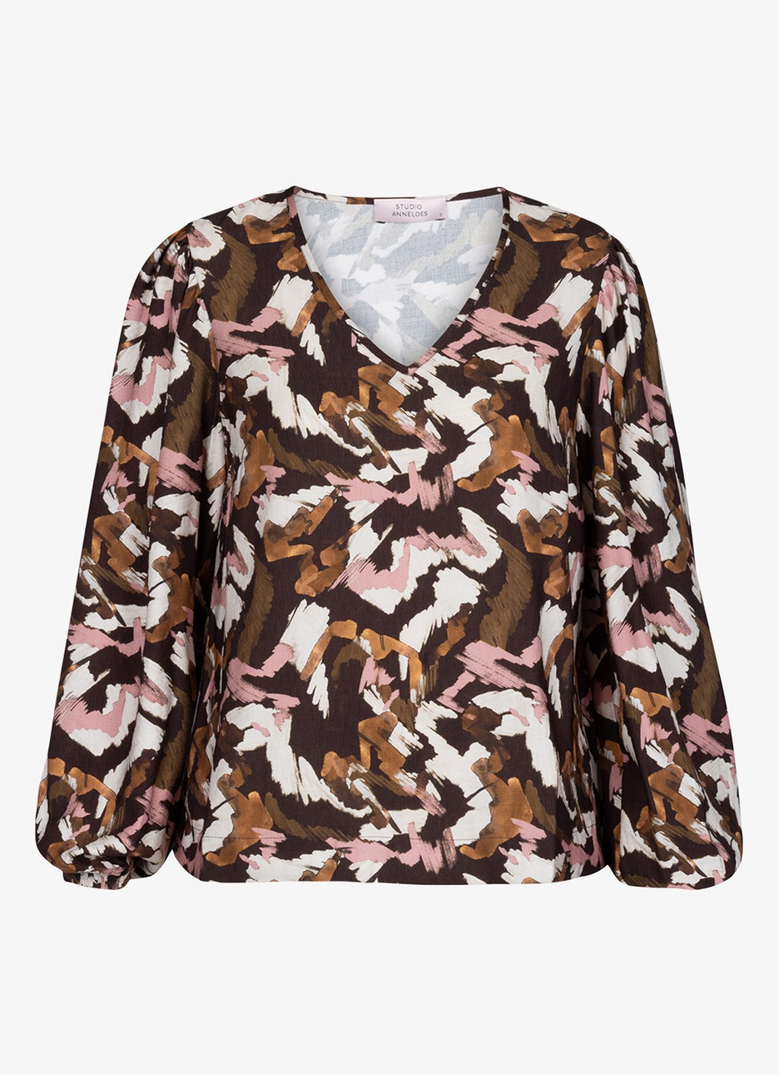 Studio Anneloes Tuniek met print en V-hals - voorkant 2 bruin