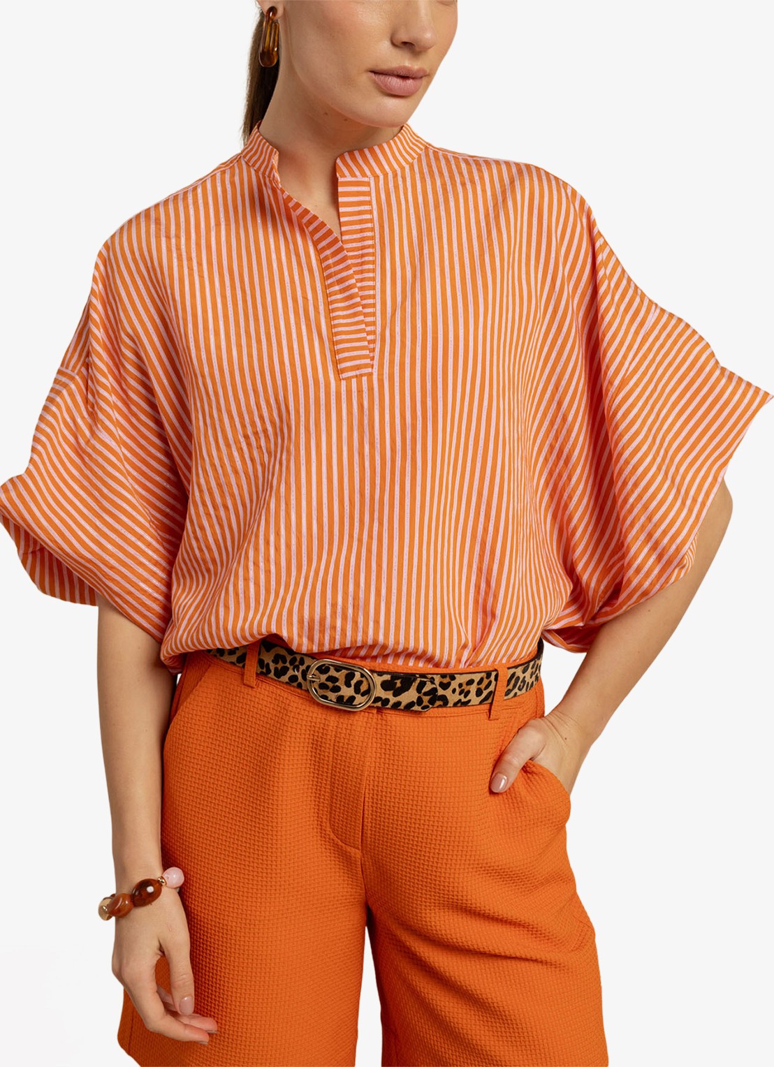 Studio Anneloes Tuniek met streepprint - detail 2 orange