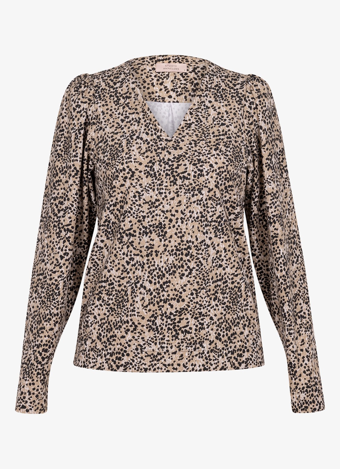 Studio Anneloes Valdis top met print en V-hals - voorkant zwart