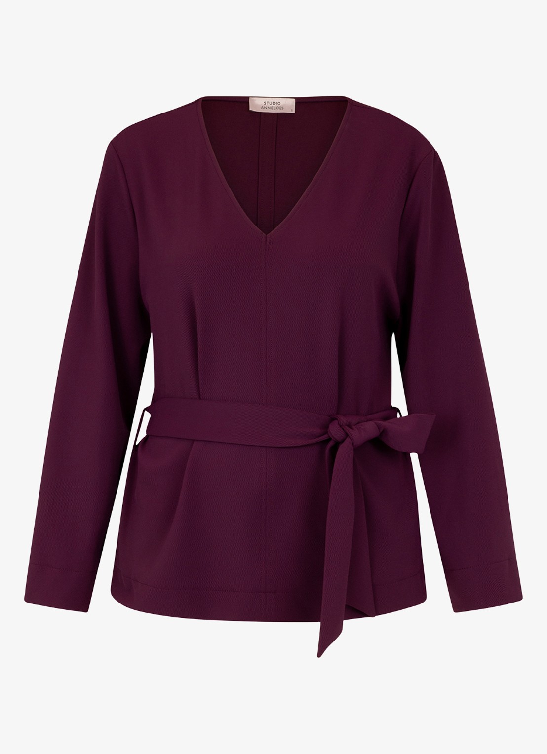Studio Anneloes Vesper top met strikceintuur - voorkant paars