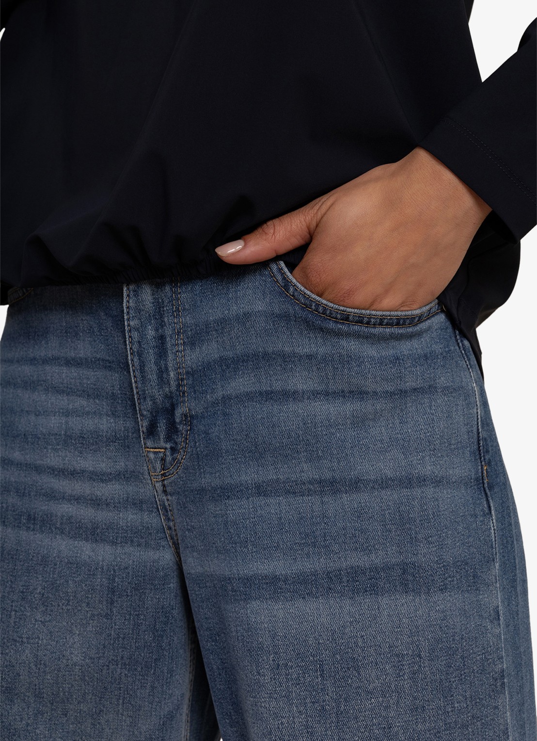 Studio Anneloes Vicky long sleeve shirt met plooien - detail 2 donkerblauw