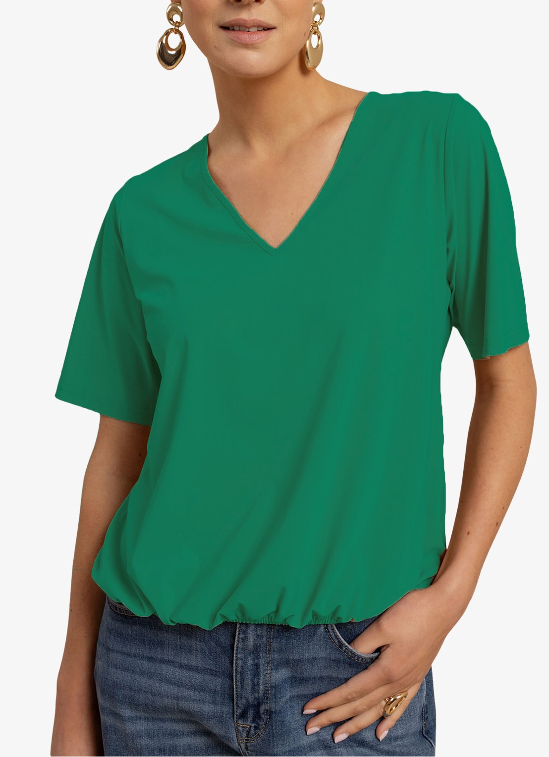 Studio Anneloes Vicky T-shirt met V-hals - detail 3 groen