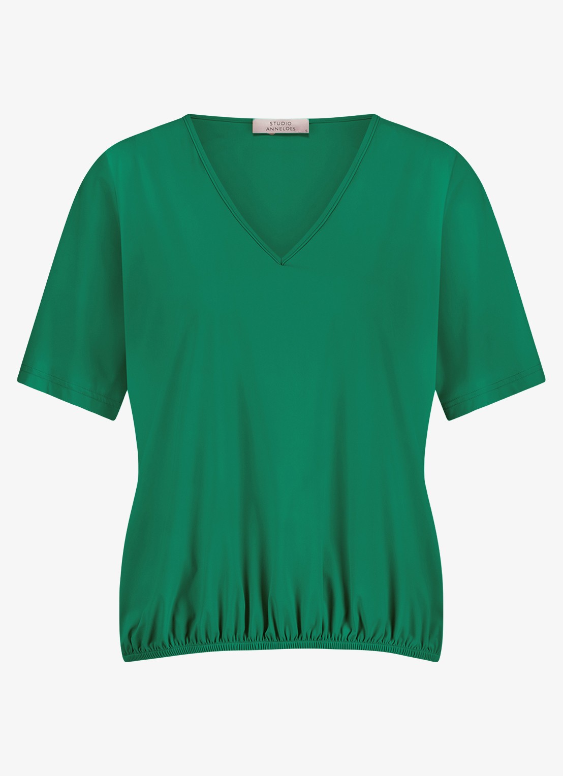 Studio Anneloes Vicky T-shirt met V-hals - voorkant groen