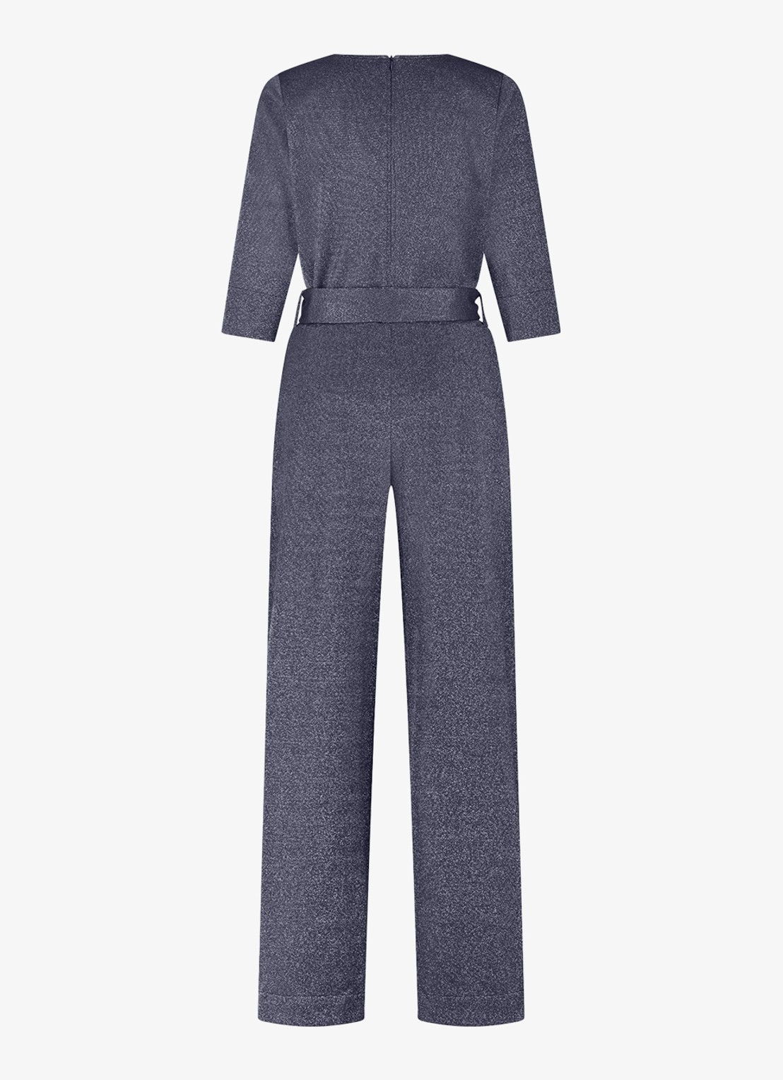 Studio Anneloes Wide fit jumpsuit met lurex en strikceintuur - achterkant blauwgrijs