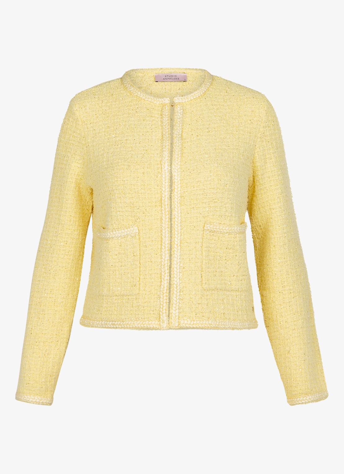 Studio Anneloes Xana blazer met tweed-look - voorkant geel