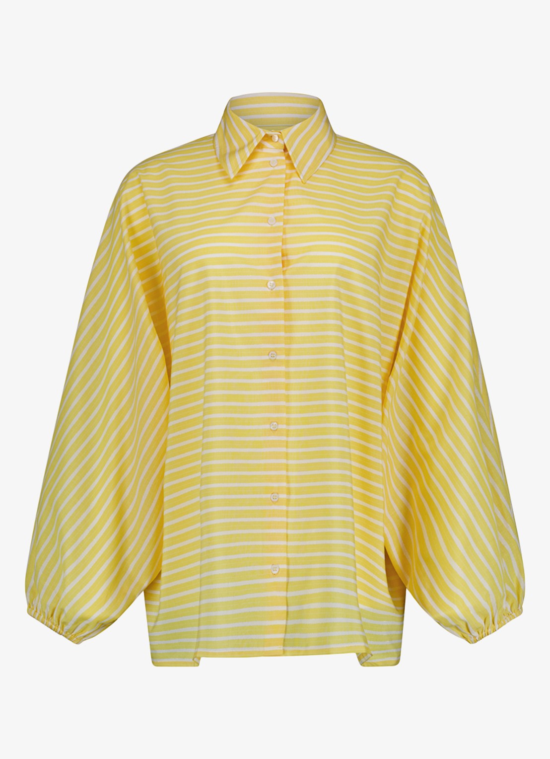 Studio Anneloes Yuki blouse met streepprint en ballonmouw - voorkant 2 geel