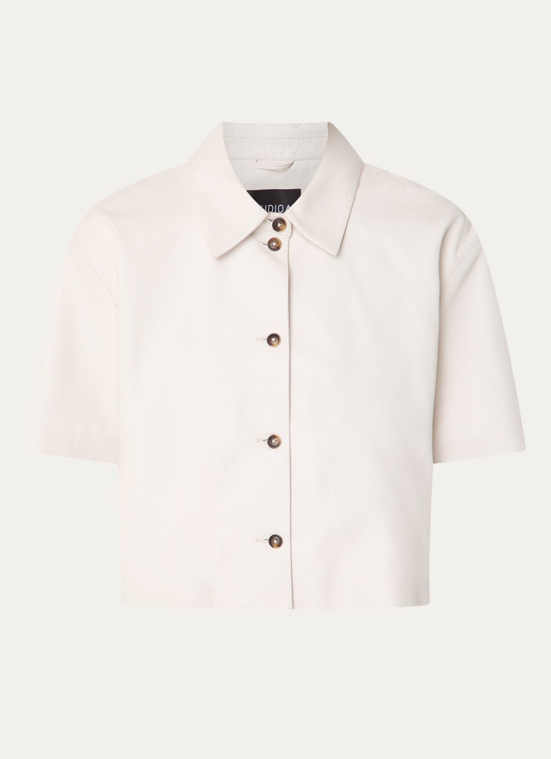 STUDIO AR Eveline blouse van schapenleer - voorkant 3 grijs