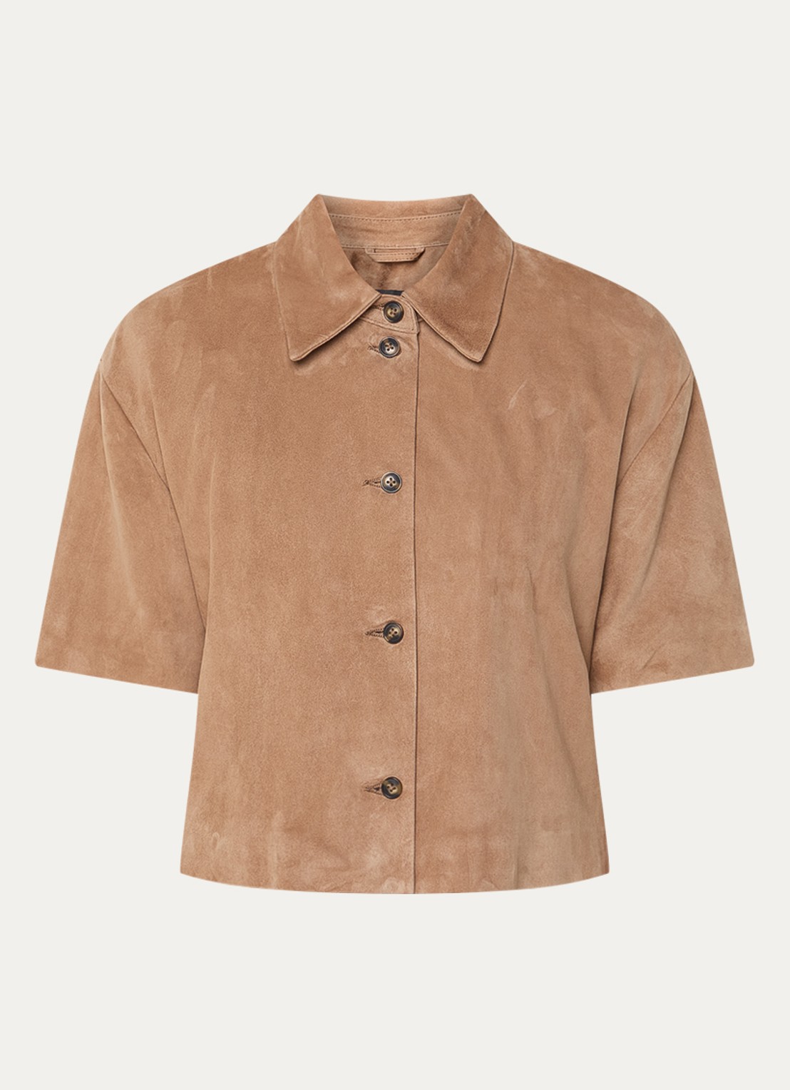 STUDIO AR Eveline blouse van suède  - voorkant 3 camel