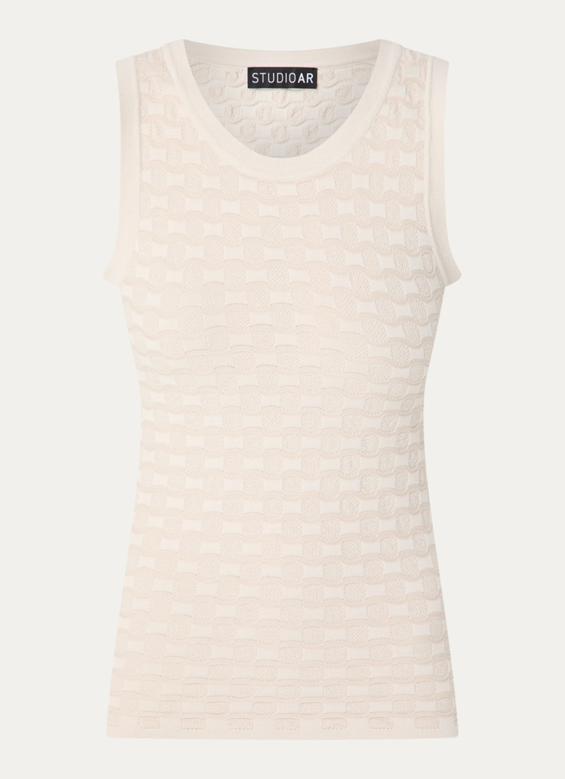 STUDIO AR Laney tanktop met structuur - voorkant ivoor