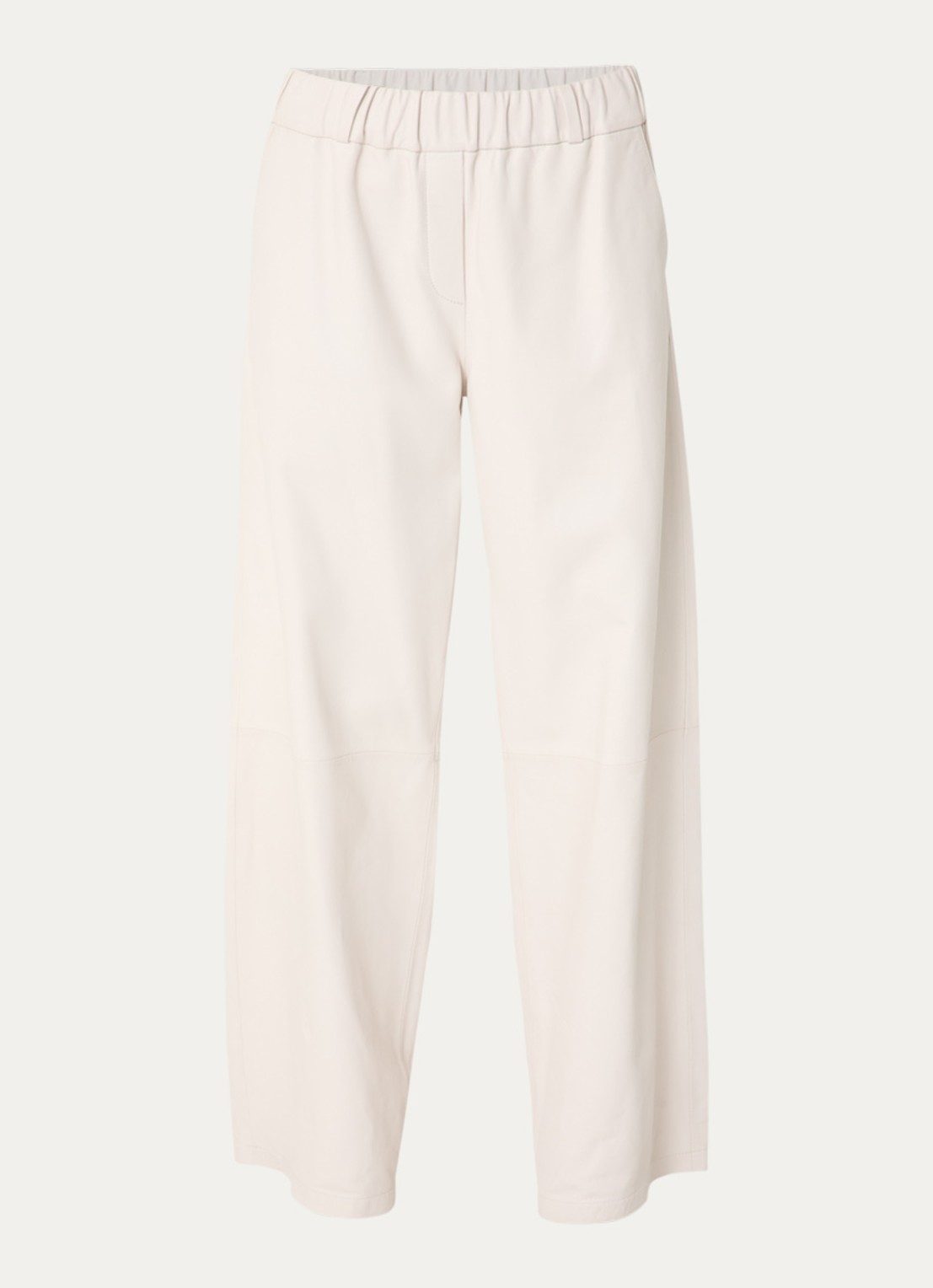 STUDIO AR Thalina high waist straight fit broek van schapenleer - voorkant 2 gebroken wit