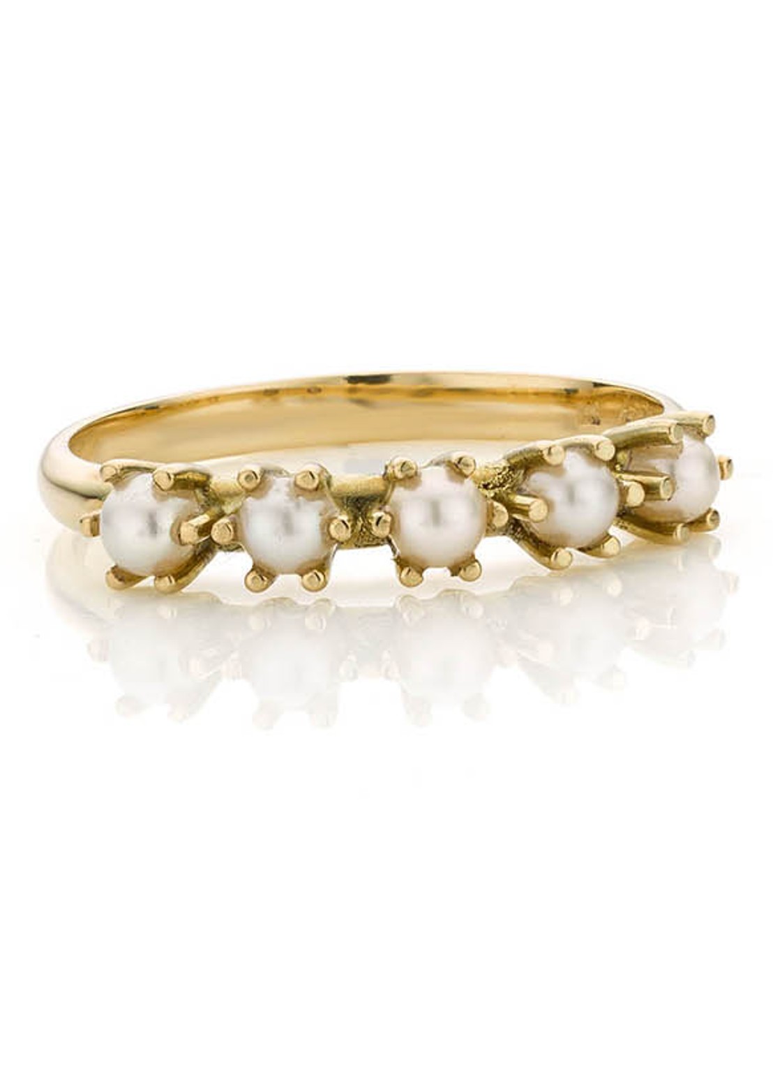 Studio Kroewe Fallon ring van 14 karaat geelgoud met parel - voorkant geelgoud