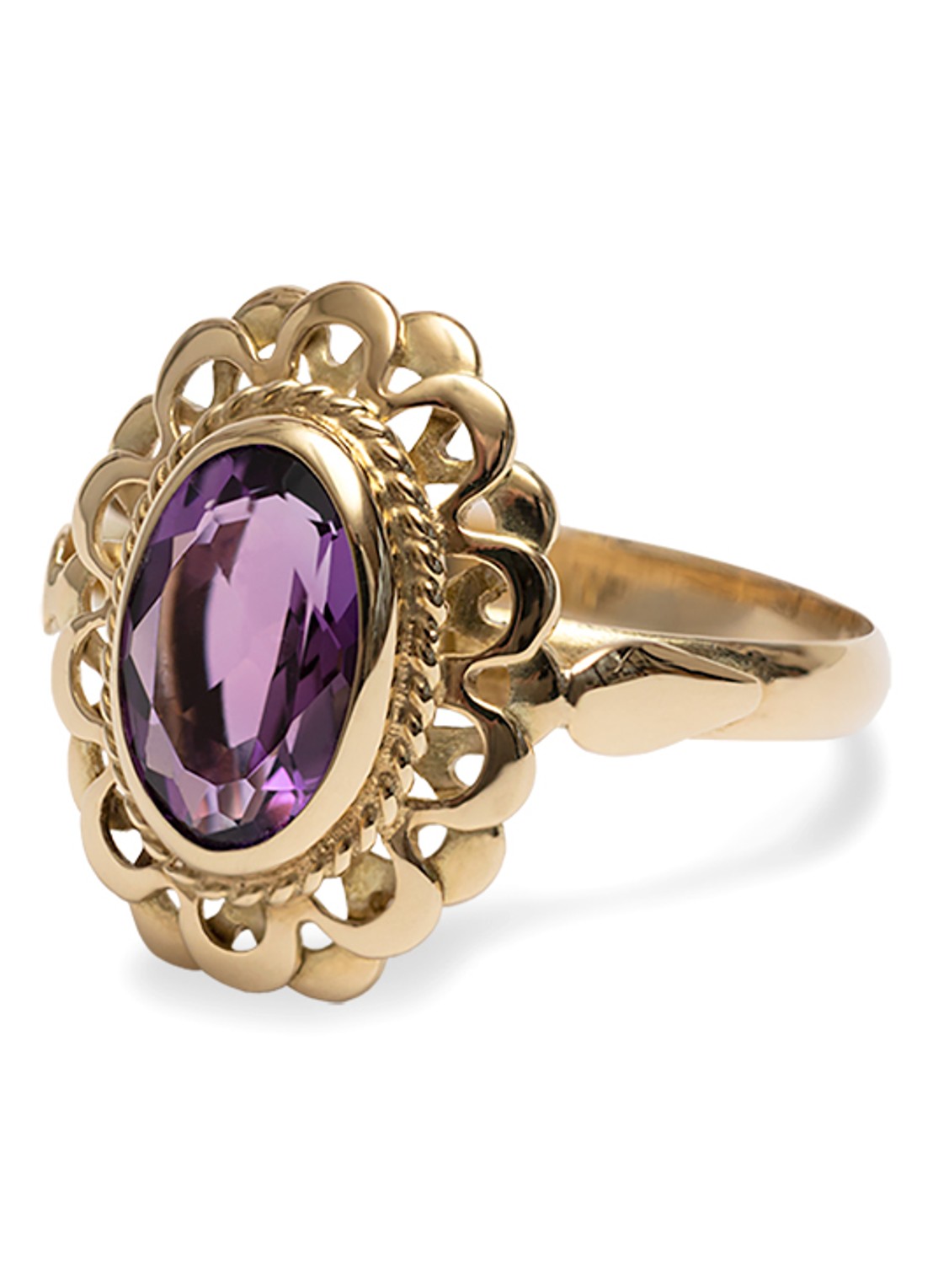 Studio Kroewe Violet Amethist ring van 14 karaat geelgoud - voorkant 4 geelgoud