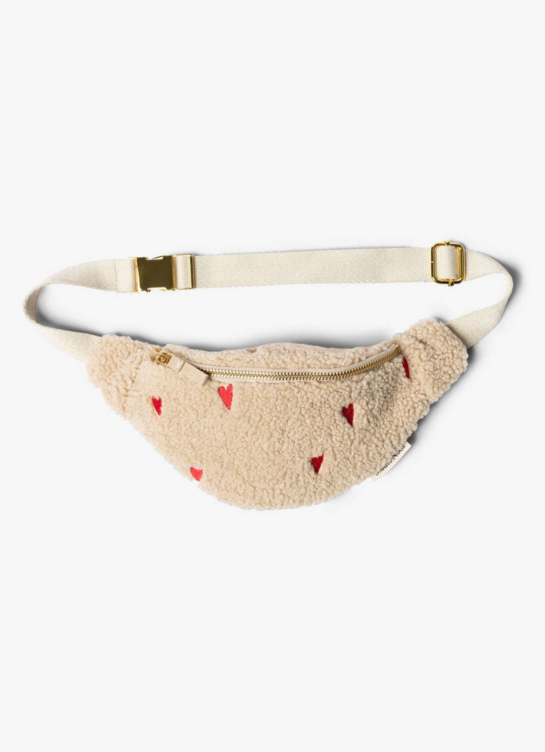 Studio Noos Hearts heuptas van teddy met borduring - detail 2 beige