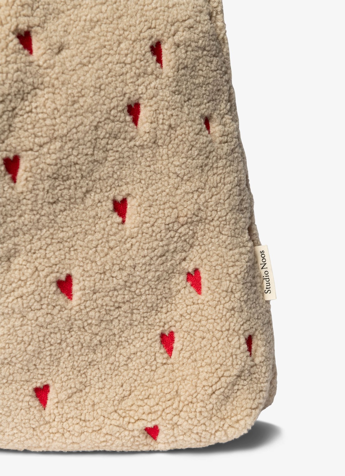 Studio Noos Hearts Mom-Bag van teddy met borduring - detail 3 donkerbeige