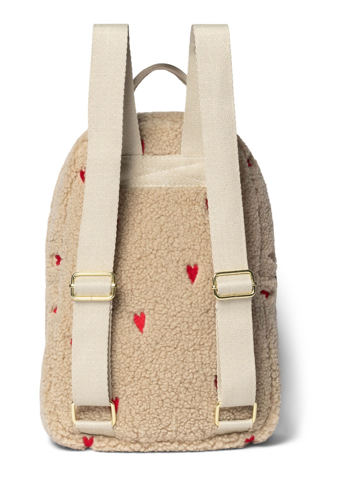 Studio Noos Hearts rugzak van teddy met borduring - achterkant 3 beige