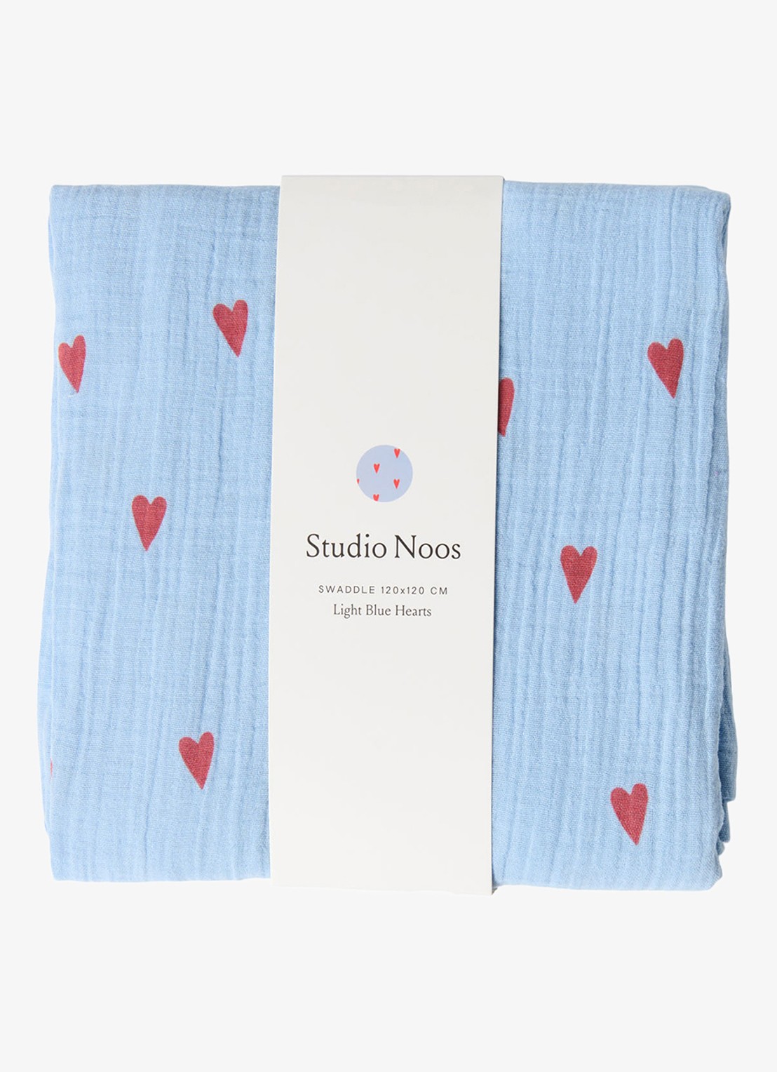 Studio Noos Light Blue Hearts 100% katoen | 70 x 70 cm - voorkant lichtblauw