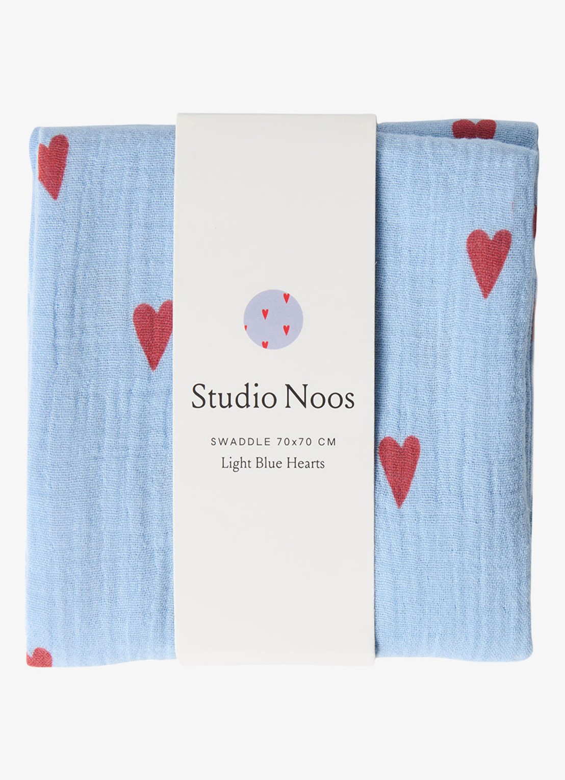Studio Noos Light Blue Hearts 100% katoen | 70 x 70 cm - voorkant blauw
