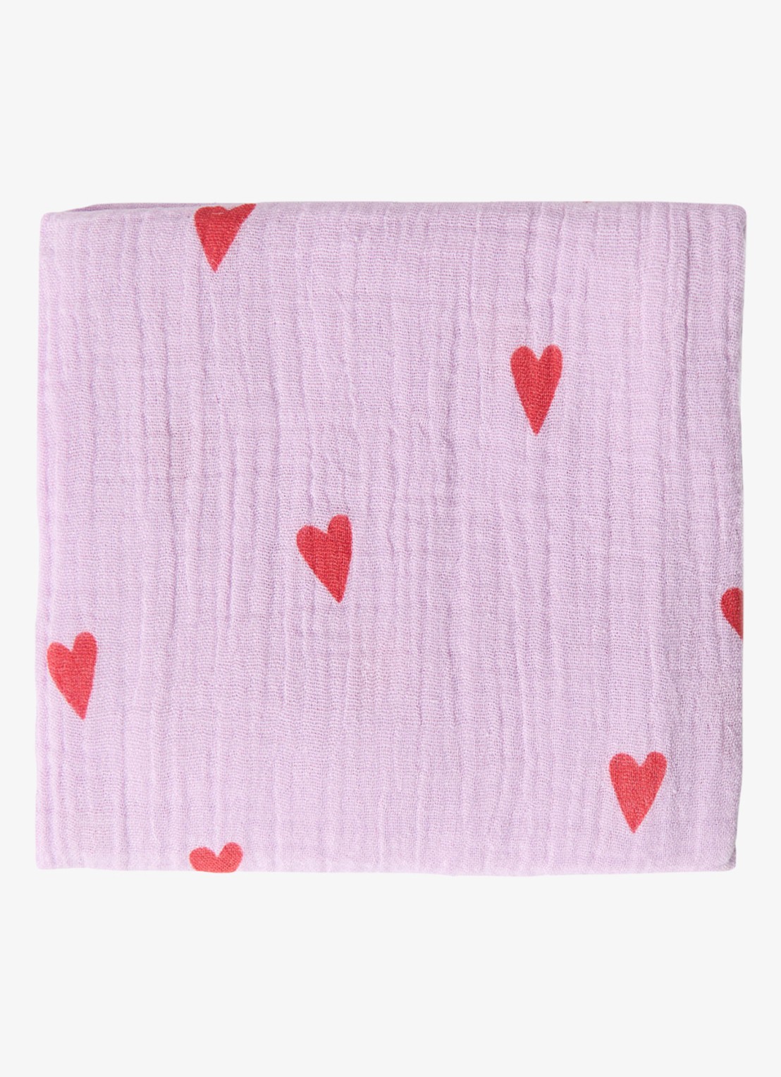 Studio Noos Lilac Hearts hydrofiele doek met print - detail 2 lichtpaars