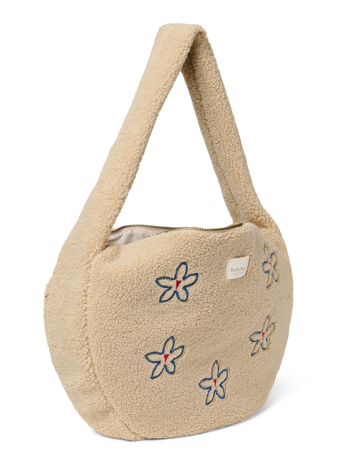 Studio Noos Luiertas van teddy met bloemborduring - detail 4 beige