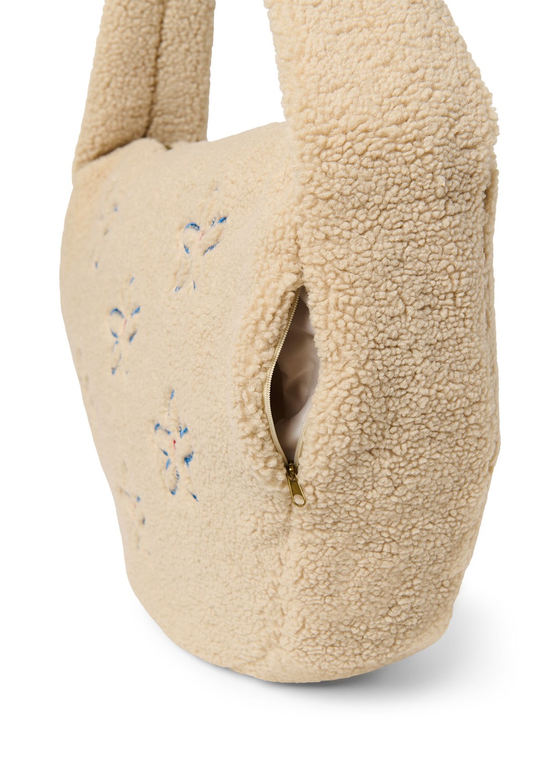 Studio Noos Luiertas van teddy met bloemborduring - detail 6 beige
