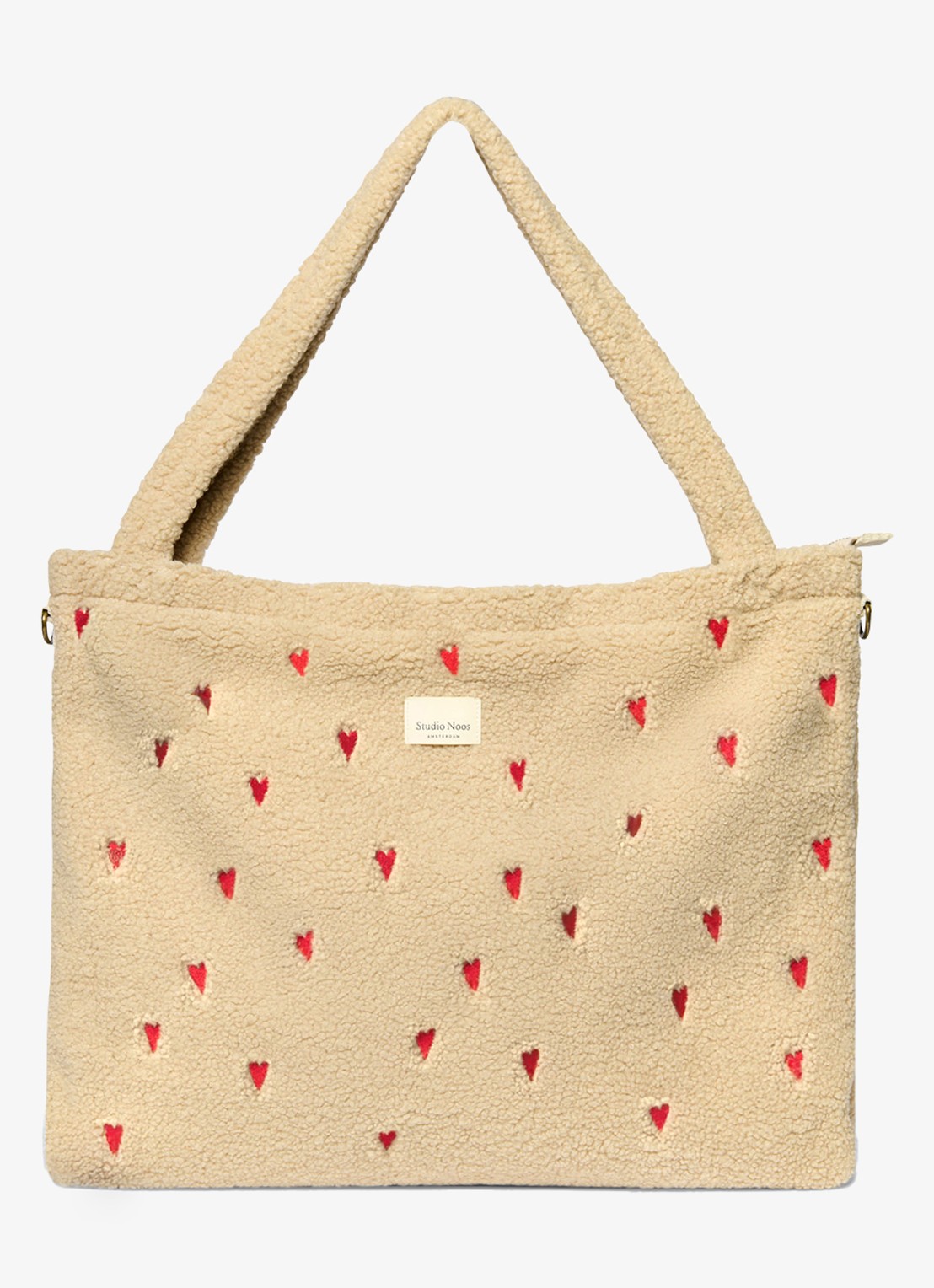 Studio Noos Luiertas van teddy met borduring - voorkant 4 beige