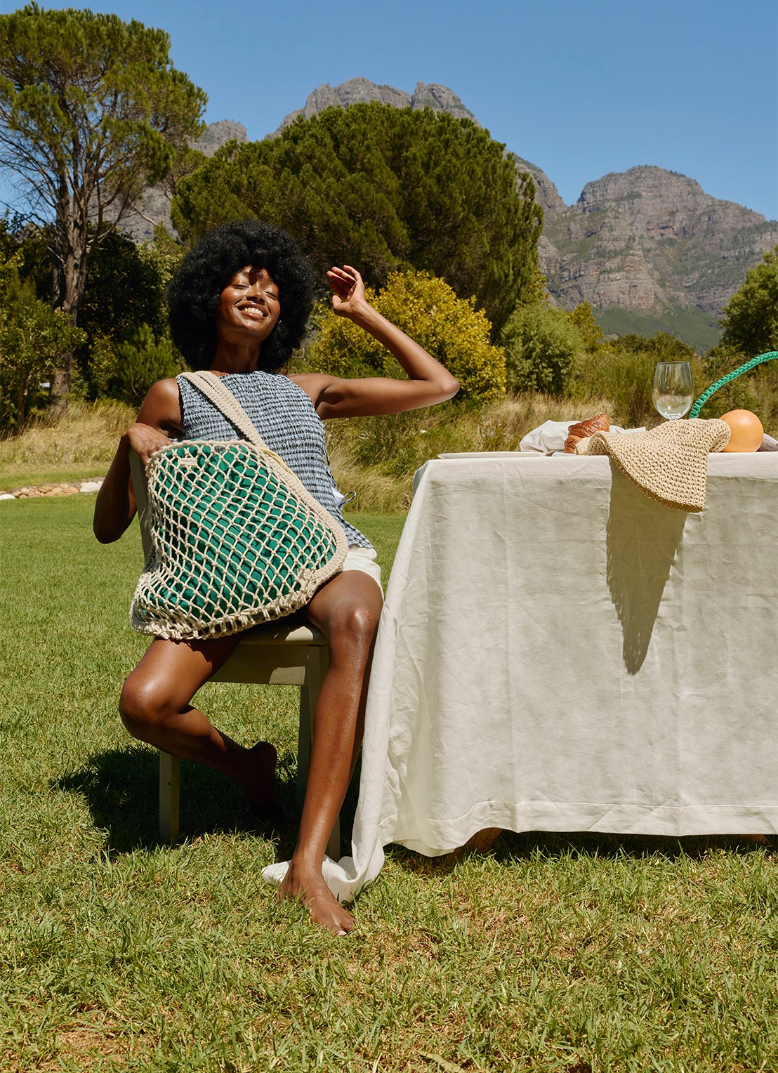 Studio Noos Macramé Mom Bag met omkeerbare binnentas - voorkant 2 naturel