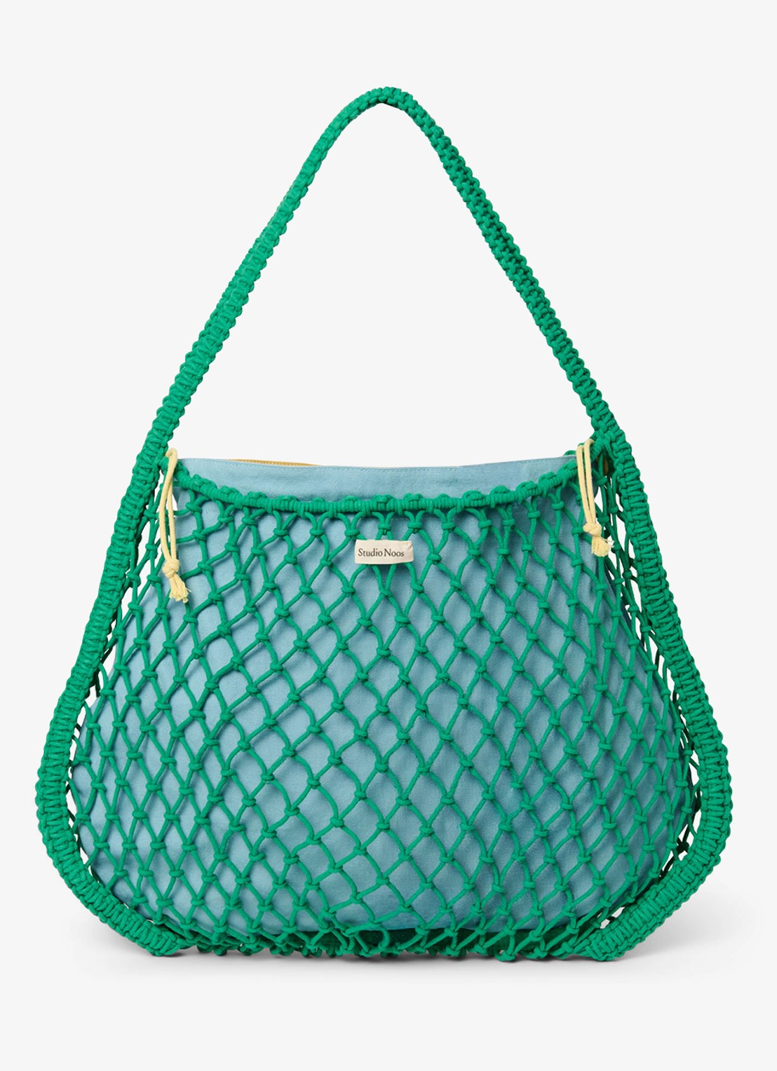 Studio Noos Macramé Mom Bag met omkeerbare binnentas - detail groen