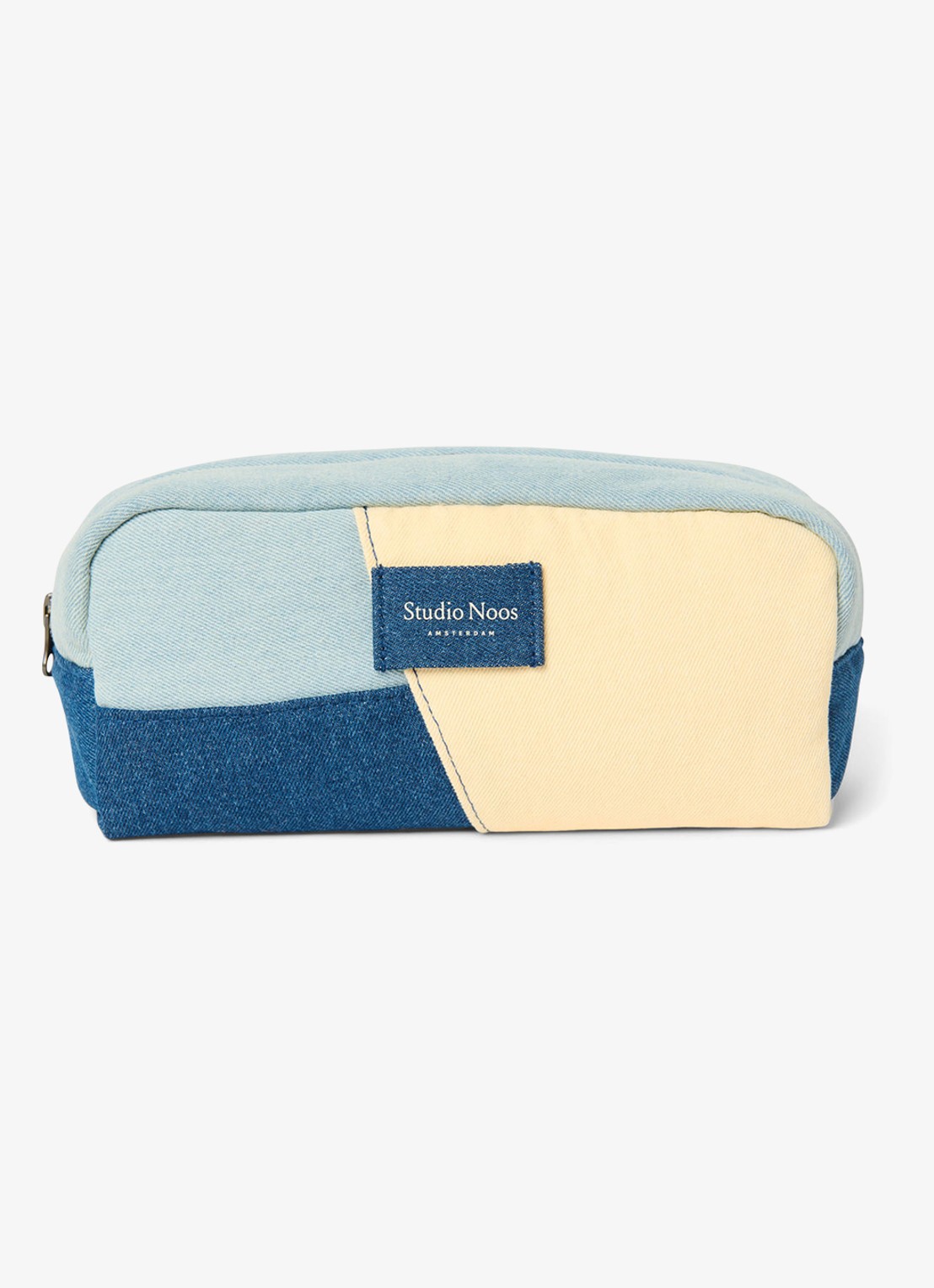 Studio Noos Patchwork etui met logo - voorkant jeans