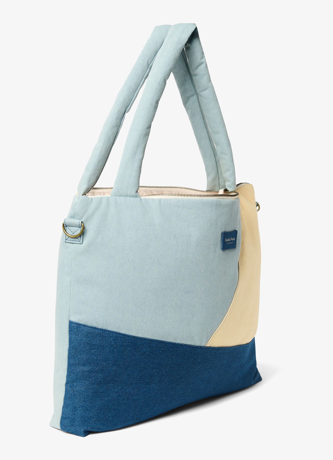 Studio Noos Patchwork luiertas met logo  - voorkant 2 jeans