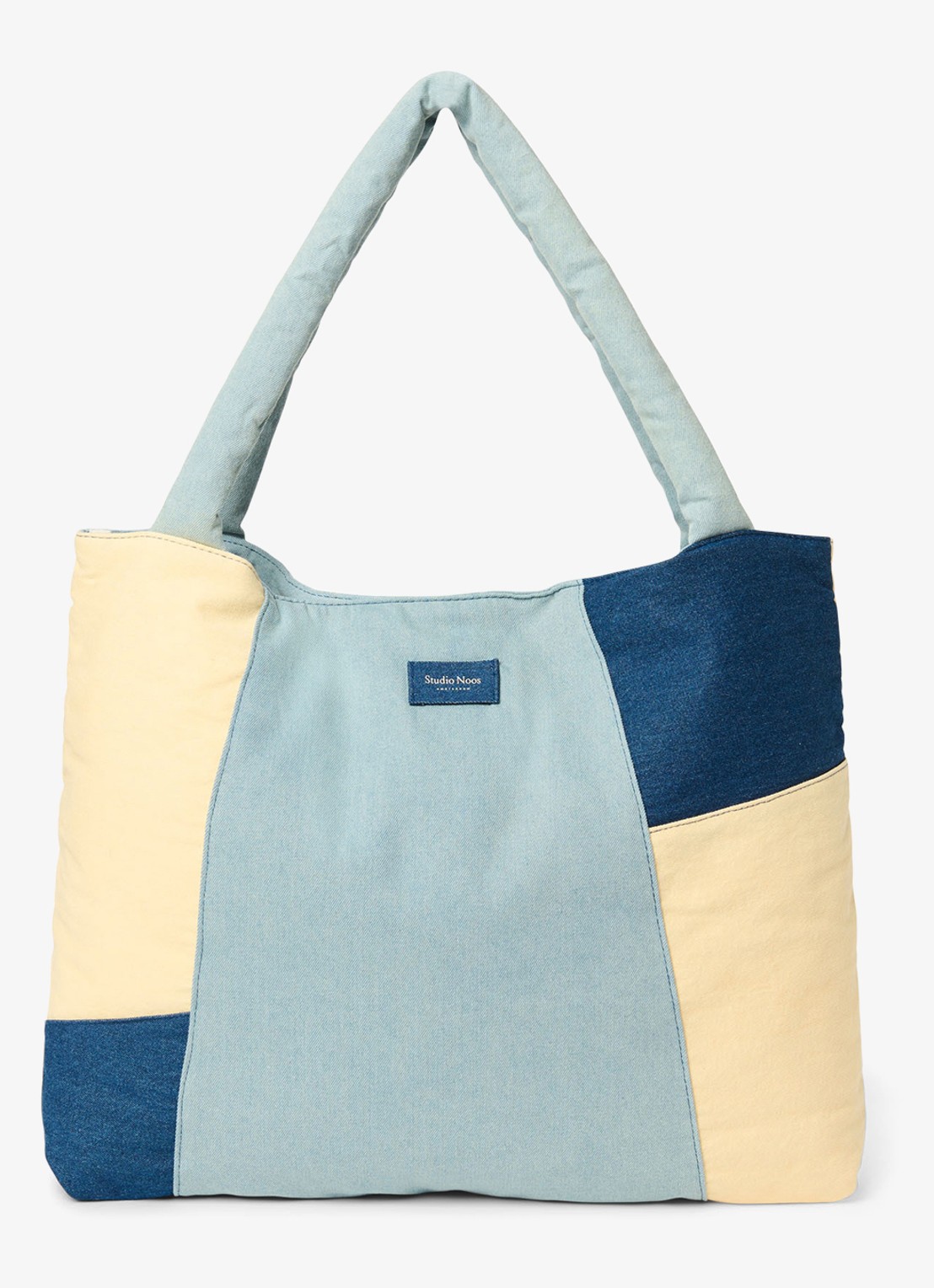 Studio Noos Patchwork Mom Bag met logo - voorkant jeans