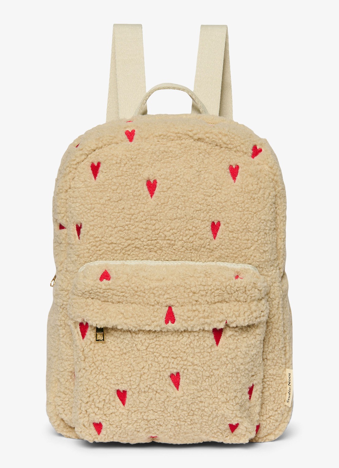 Studio Noos Teddy Hearts rugzak - voorkant 2 ivoor