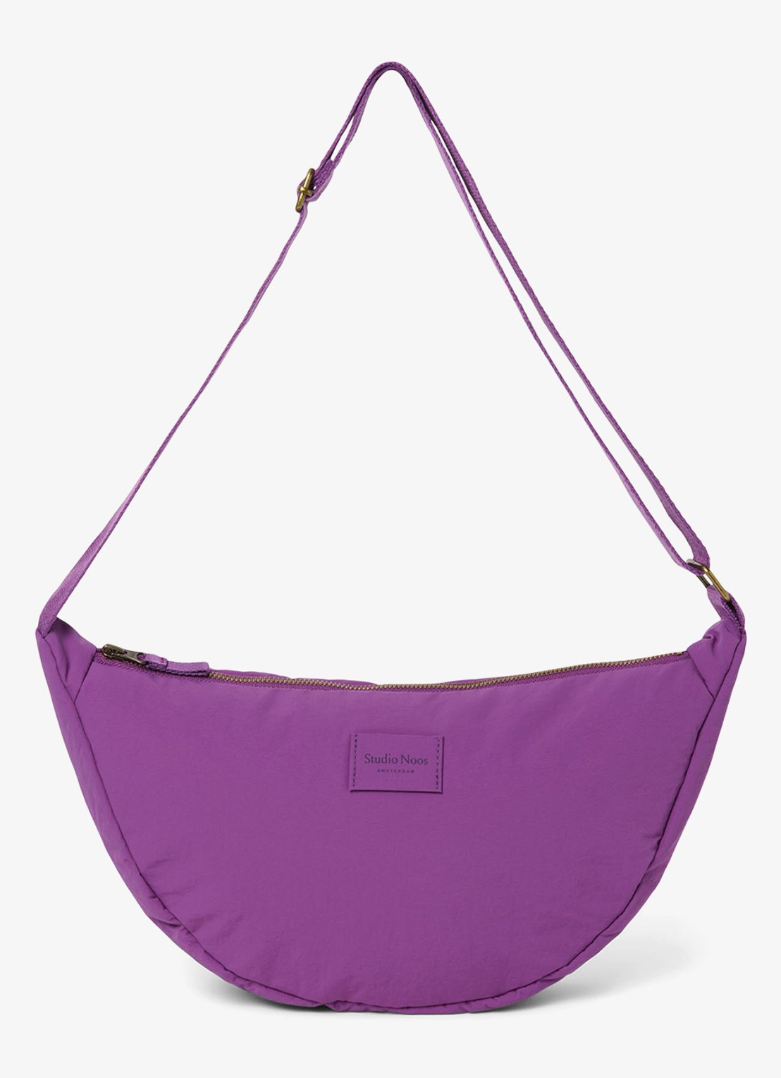 Studio Noos Textured Puffy crossbodytas met verstelbare schouderriem - voorkant paars