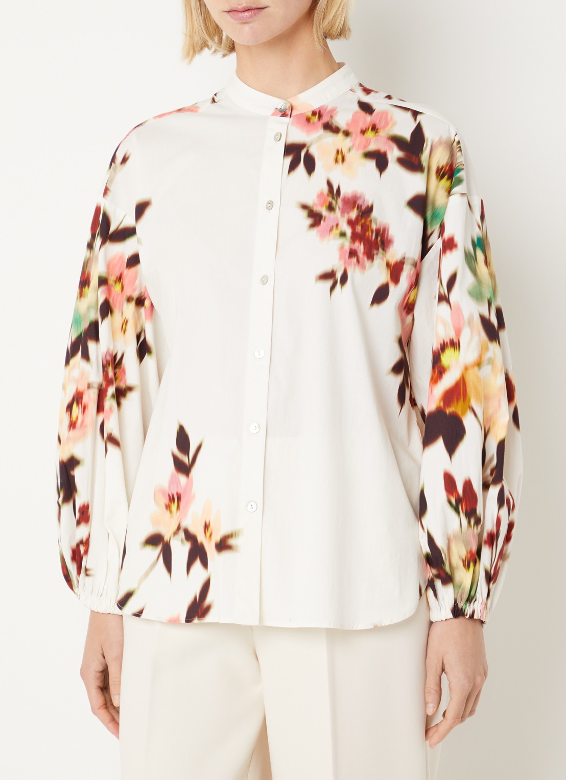 Summum Blouse met bloemenprint - detail wit