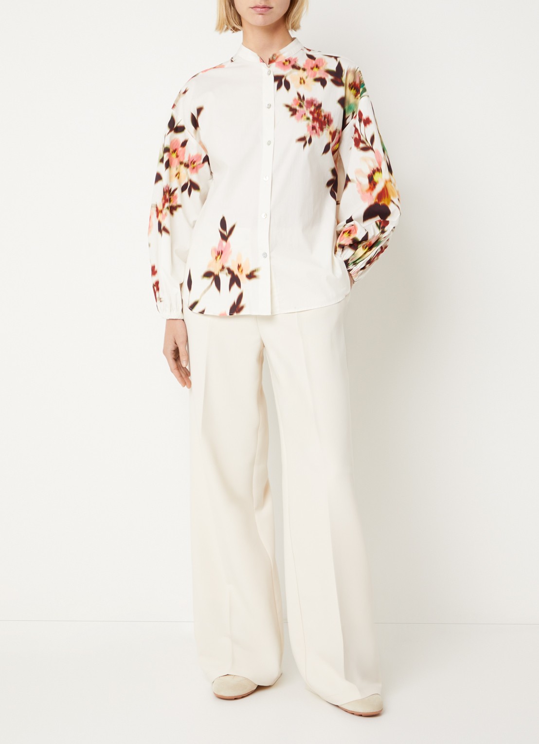 Summum Blouse met bloemenprint - voorkant 3 wit