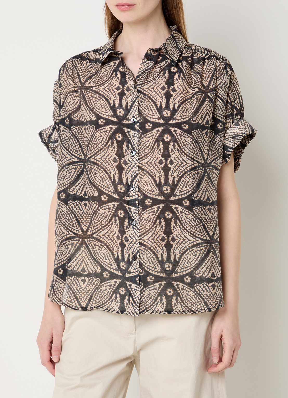 Summum Blouse met grafische print - detail 4 zwart