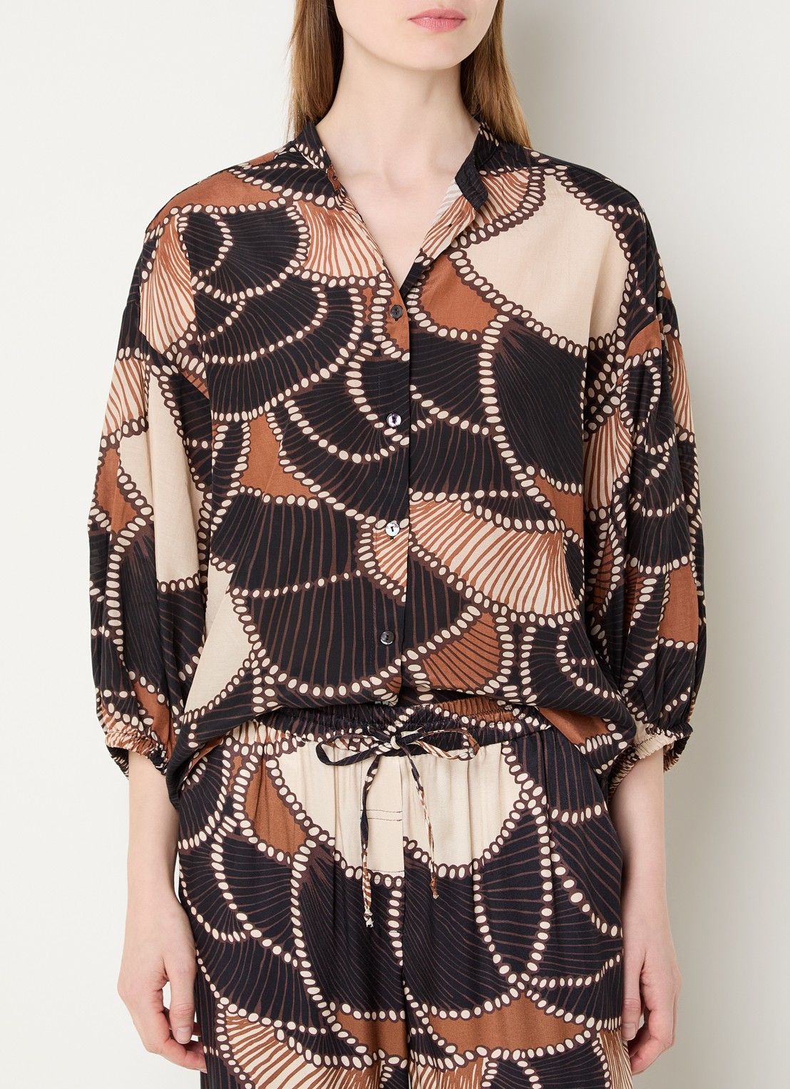 Summum Blouse met print en ballonmouw - detail 3 zwart