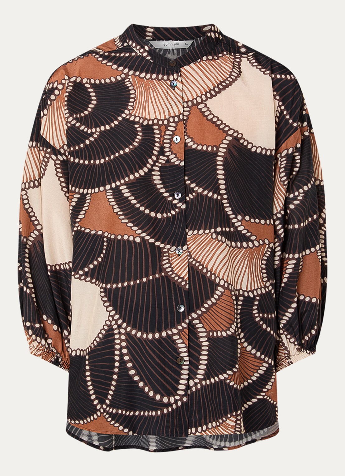 Summum Blouse met print en ballonmouw - voorkant zwart