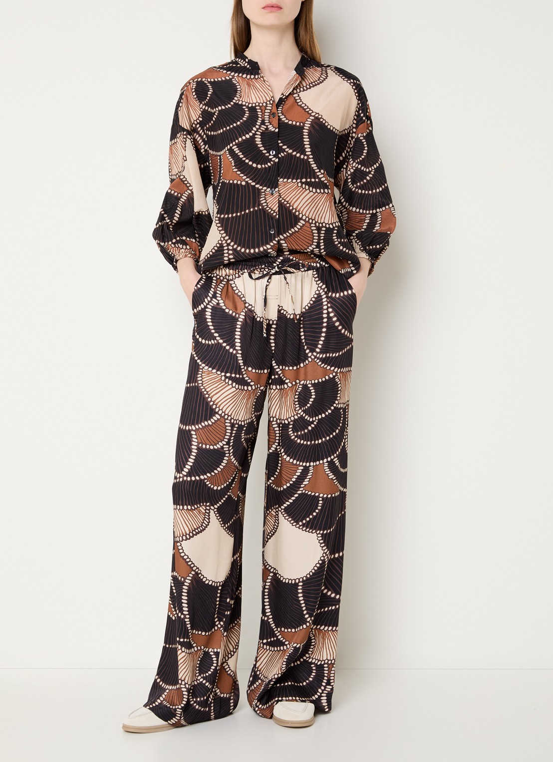 Summum Blouse met print en ballonmouw - voorkant 2 zwart